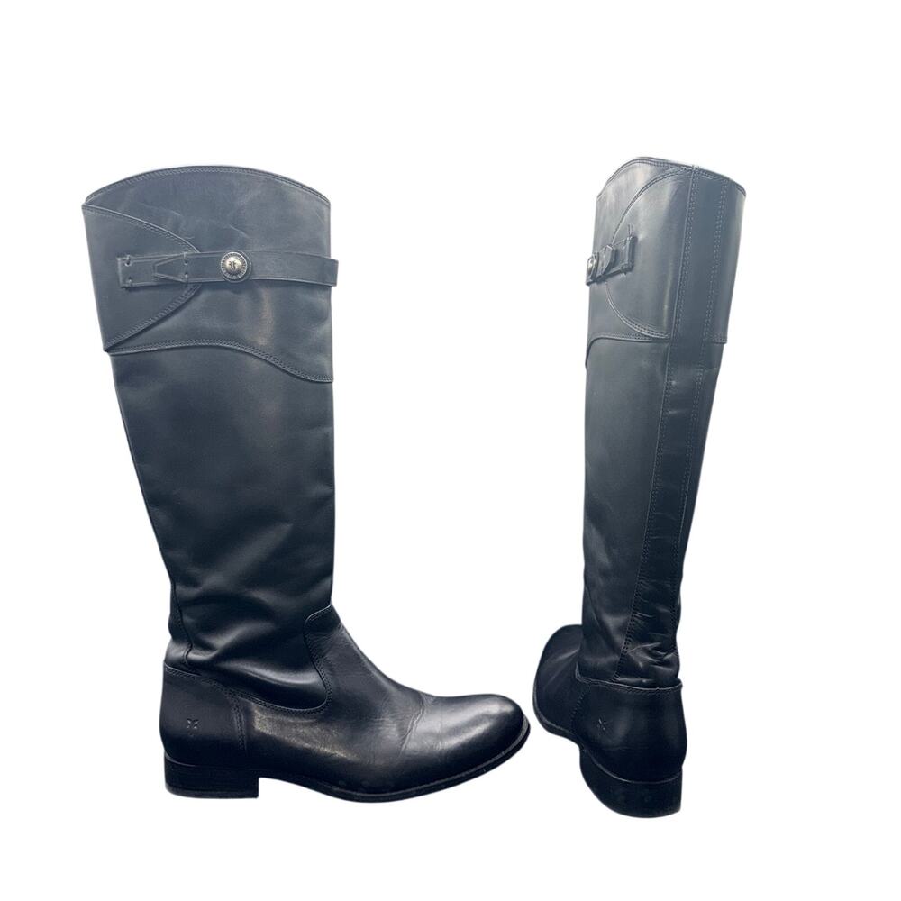 Frye Molly Button Tall Riding Boots Black Leather Women’s Size 10 B